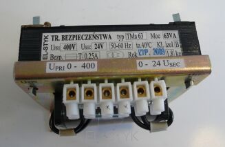 Transformator oddzielający TMa 63VA  400V // 24V  -  2,625A - 2