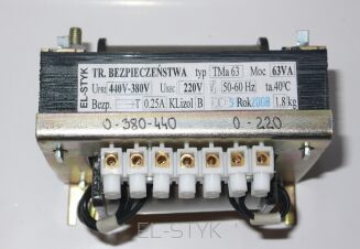 Transformator oddzielający TMa 63VA  440V-380V // 220V  -  0,28A - 2
