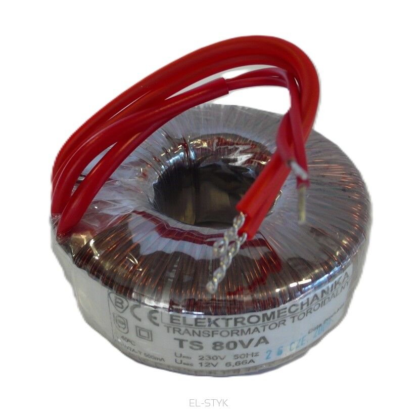 Transformator toroidalny TS 80VA 230V // 15V  -  5,33A