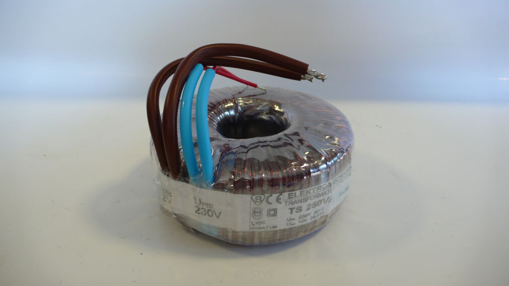 Transformator toroidalny TS 250VA 230V // 12V  -  20,83A z zabezpieczeniem termicznym