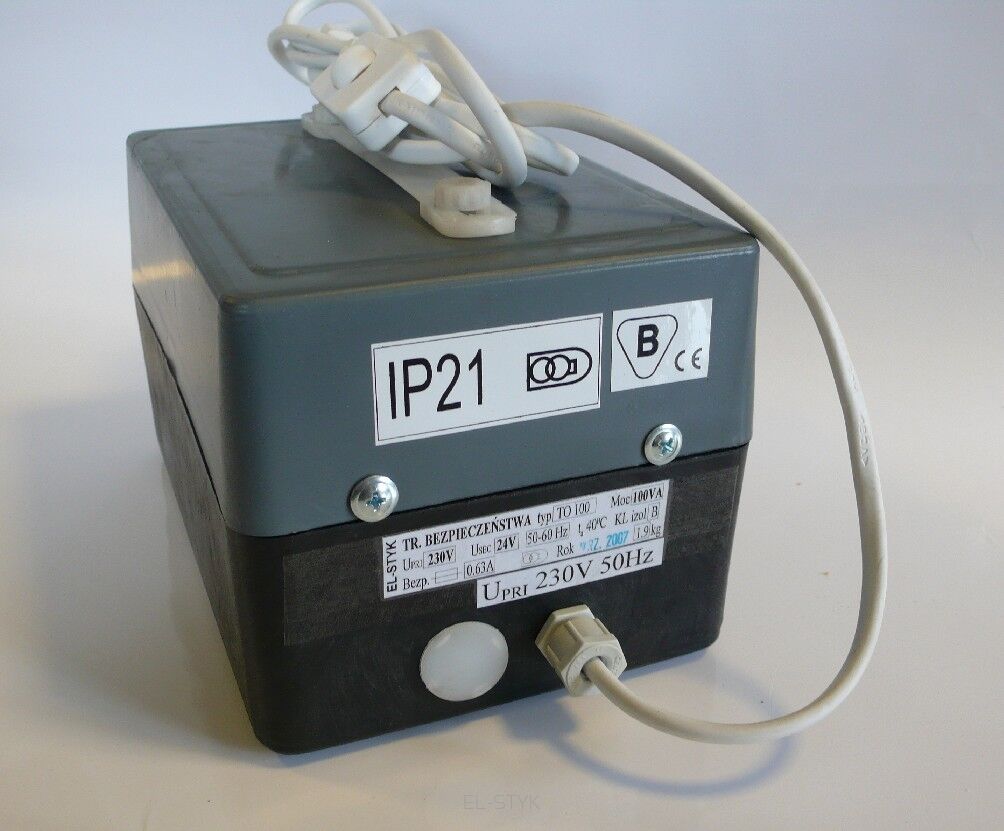 Transformator bezpieczeństwa TO 100VA 230V // 24V  -  4,16A w obudowie plastikowej przenośnej