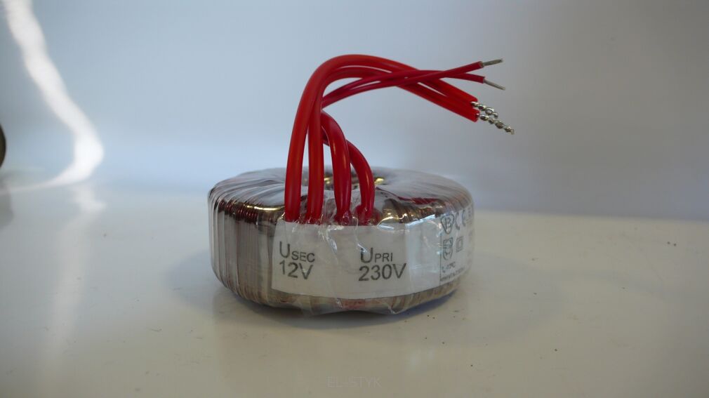 Transformator toroidalny TS 80VA 230V // 12V  -  6,66A z zabezpieczeniem termicznym