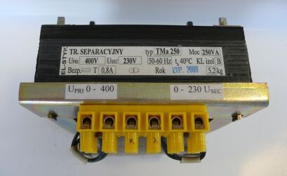 Transformator oddzielający TMa 250VA   400V // 230V  -  1,08A