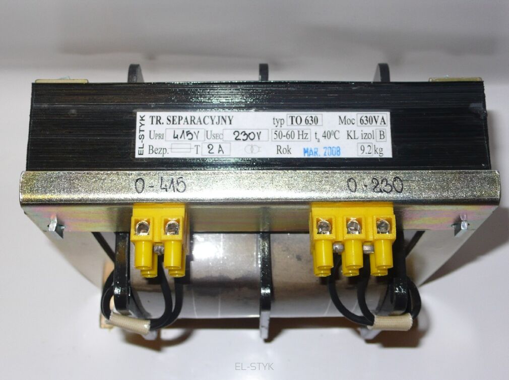 Transformator separacyjny TO 630VA 400V // 230V - 2,74A